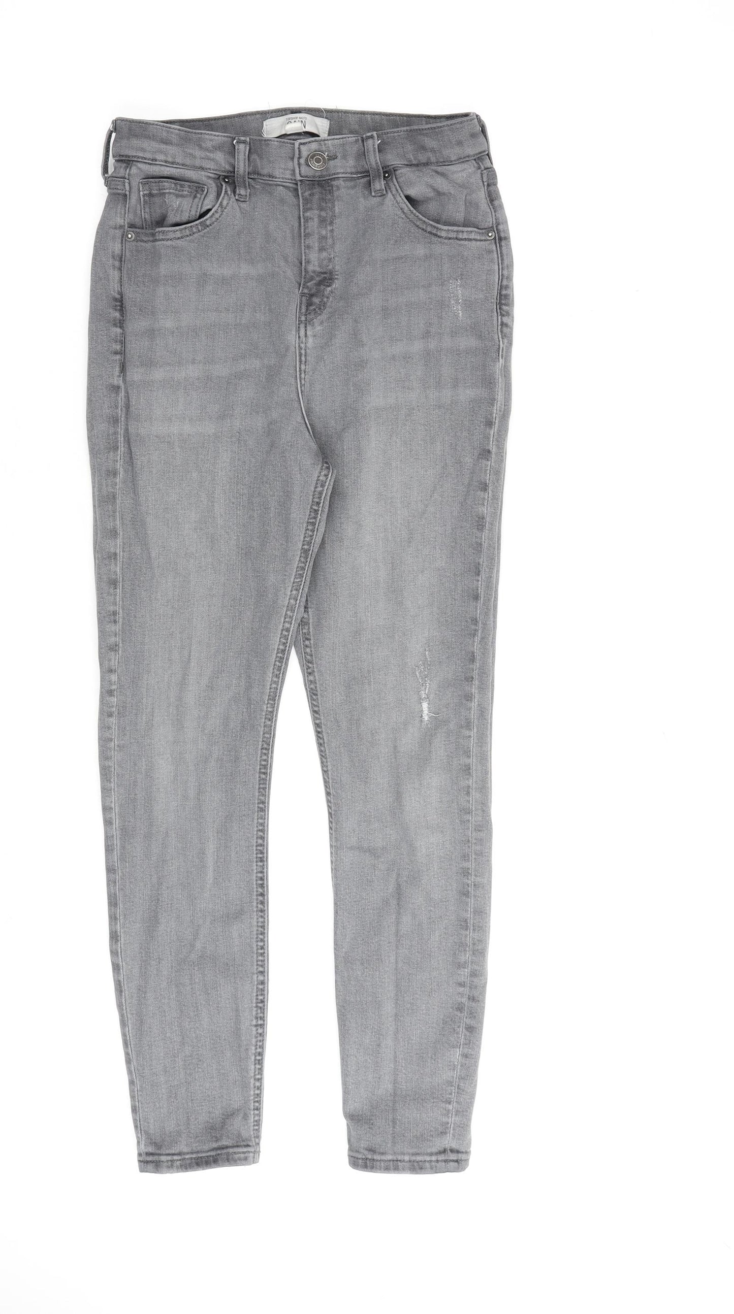 Topshop Womens Grey Cotton Straight Jeans Size 30 in L30 in Regular Zip