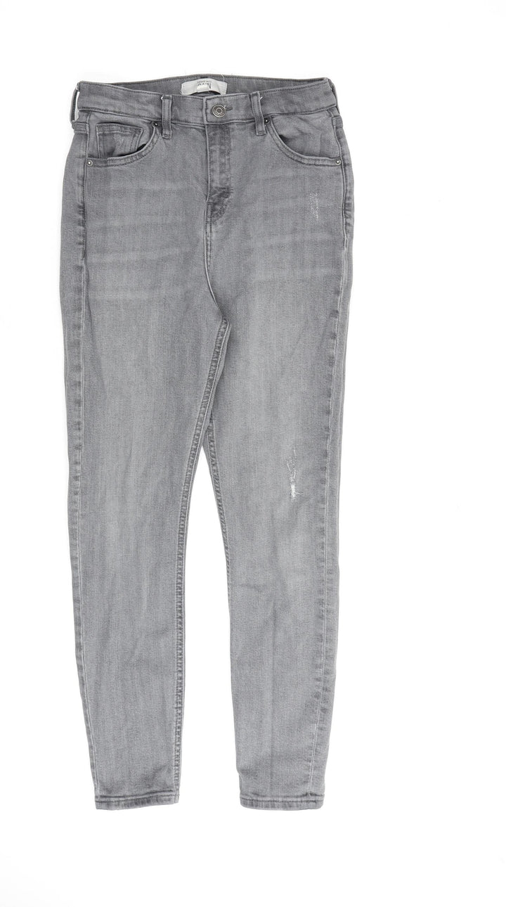 Topshop Womens Grey Cotton Straight Jeans Size 30 in L30 in Regular Zip
