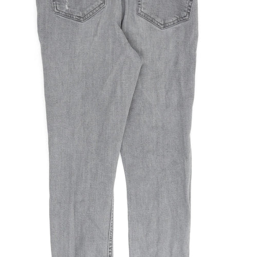Topshop Womens Grey Cotton Straight Jeans Size 30 in L30 in Regular Zip