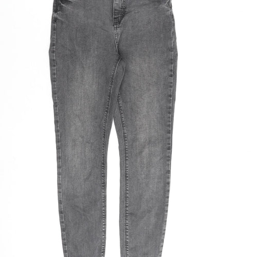 Denim & Co. Womens Grey Cotton Straight Jeans Size 8 L26 in Regular Zip