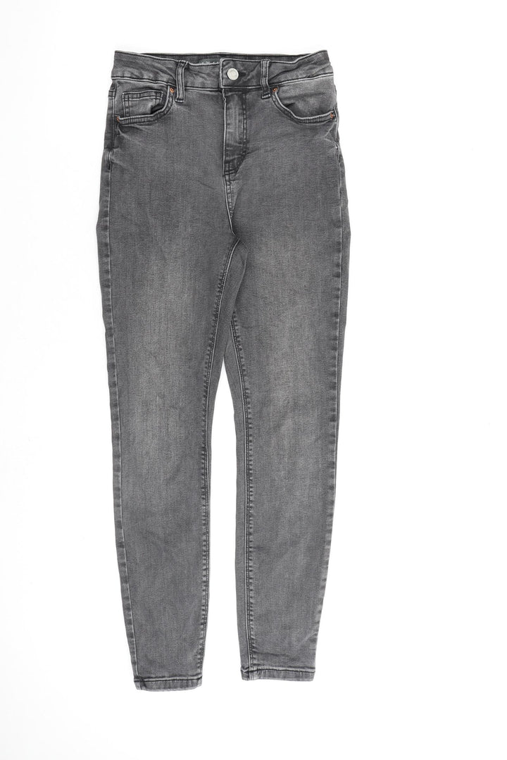 Denim & Co. Womens Grey Cotton Straight Jeans Size 8 L26 in Regular Zip