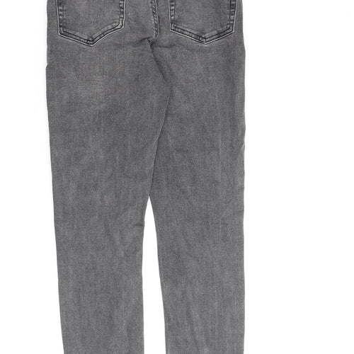 Denim & Co. Womens Grey Cotton Straight Jeans Size 8 L26 in Regular Zip
