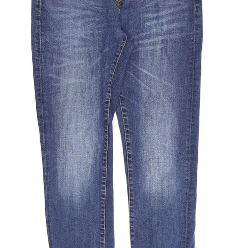 River Island Mens Blue Cotton Straight Jeans Size 34 in L34 in Regular Zip