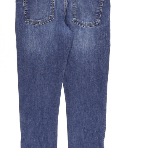 River Island Mens Blue Cotton Straight Jeans Size 34 in L34 in Regular Zip