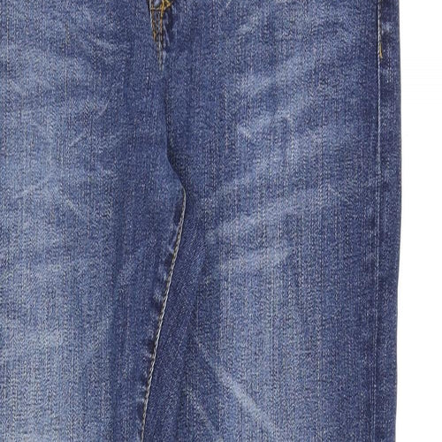 River Island Mens Blue Cotton Straight Jeans Size 34 in L34 in Regular Zip