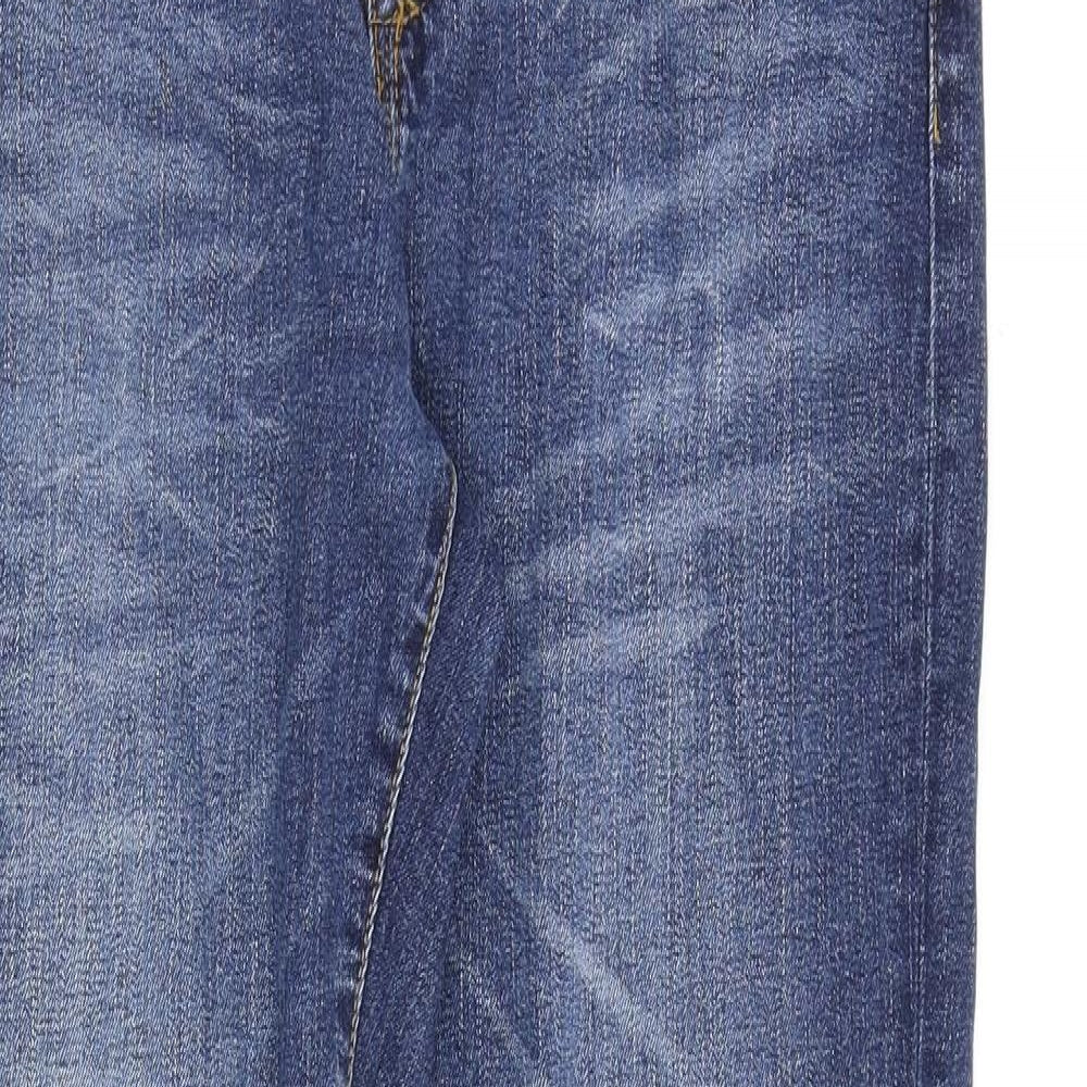 River Island Mens Blue Cotton Straight Jeans Size 34 in L34 in Regular Zip
