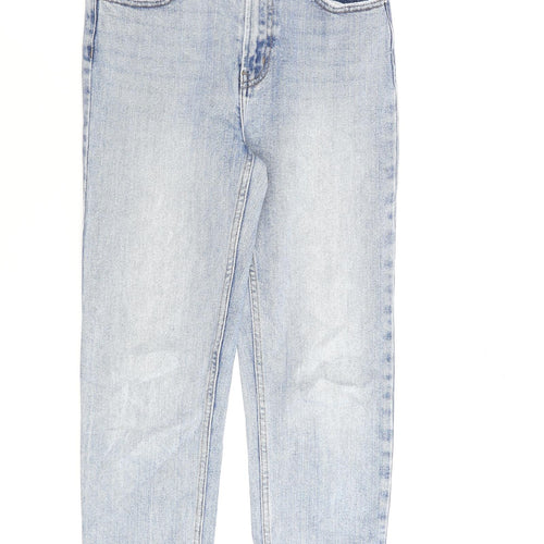 Denim & Co. Womens Blue Cotton Straight Jeans Size 8 L25 in Regular Zip