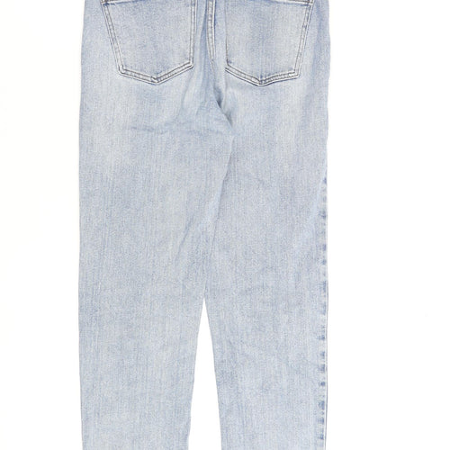 Denim & Co. Womens Blue Cotton Straight Jeans Size 8 L25 in Regular Zip