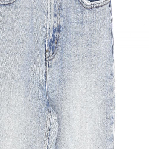 Denim & Co. Womens Blue Cotton Straight Jeans Size 8 L25 in Regular Zip