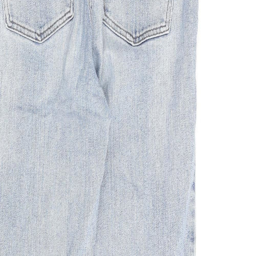 Denim & Co. Womens Blue Cotton Straight Jeans Size 8 L25 in Regular Zip