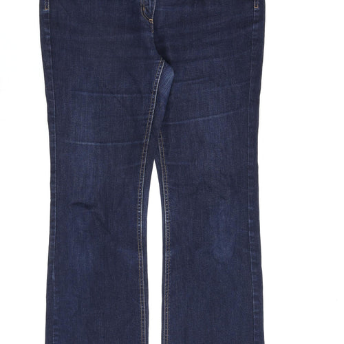 Marks and Spencer Womens Blue Cotton Bootcut Jeans Size 16 L32 in Regular Zip