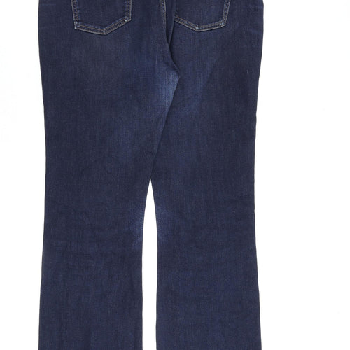 Marks and Spencer Womens Blue Cotton Bootcut Jeans Size 16 L32 in Regular Zip