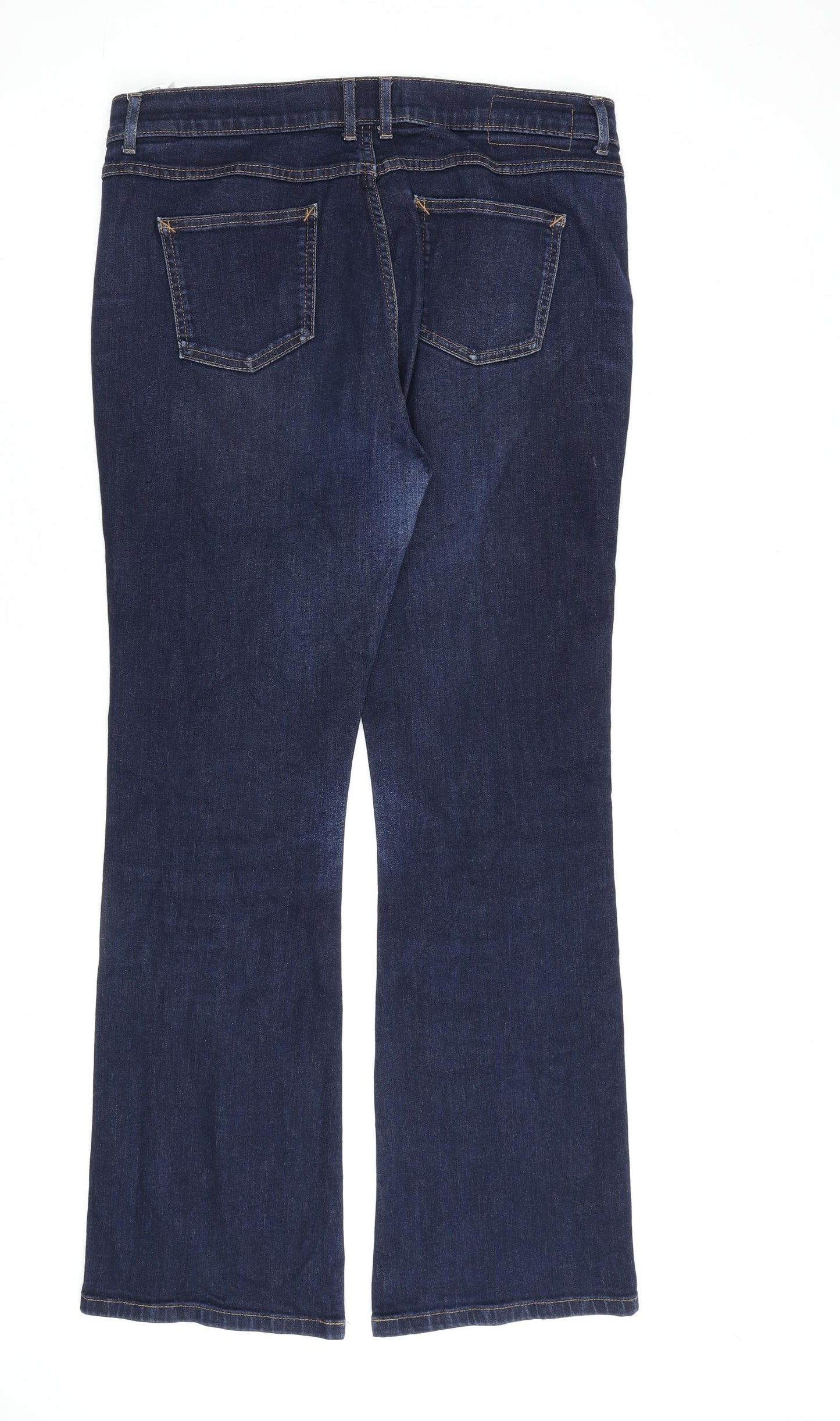 Marks and Spencer Womens Blue Cotton Bootcut Jeans Size 16 L32 in Regular Zip