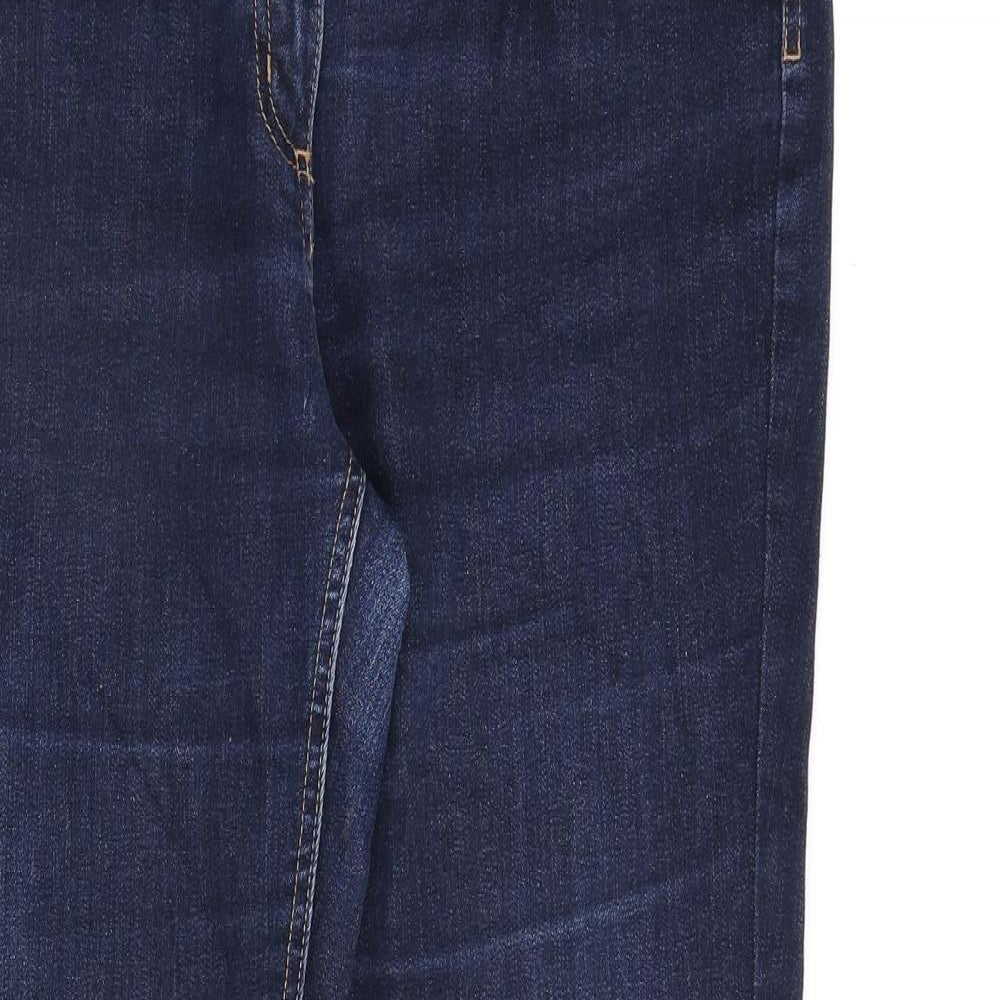Marks and Spencer Womens Blue Cotton Bootcut Jeans Size 16 L32 in Regular Zip