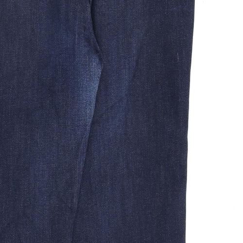 Marks and Spencer Womens Blue Cotton Bootcut Jeans Size 16 L32 in Regular Zip