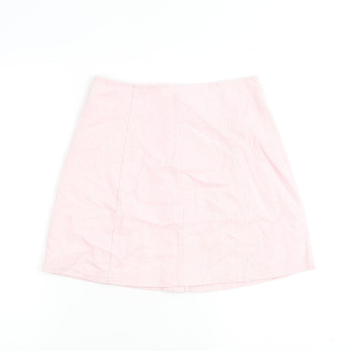 Glamorous Womens Pink Cotton A-Line Skirt Size 8 Button