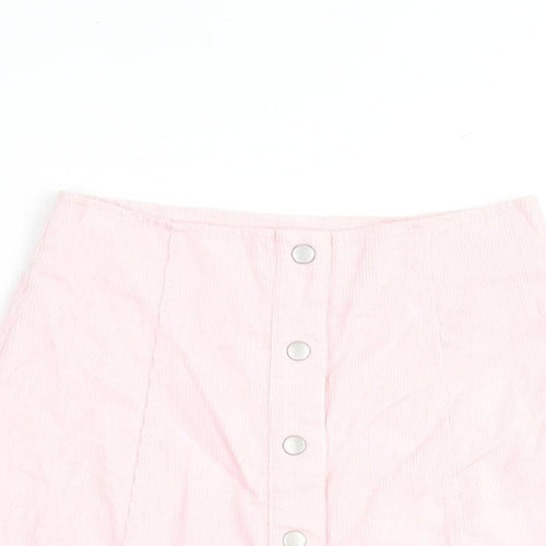 Glamorous Womens Pink Cotton A-Line Skirt Size 8 Button