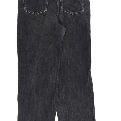 Topshop Womens Black Cotton Wide-Leg Jeans Size 28 in L32 in Regular Zip