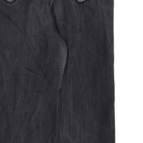 Topshop Womens Black Cotton Wide-Leg Jeans Size 28 in L32 in Regular Zip
