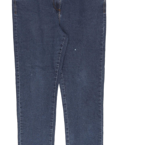 George Womens Blue Cotton Straight Jeans Size 14 L28 in Regular Zip