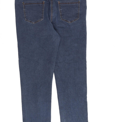 George Womens Blue Cotton Straight Jeans Size 14 L28 in Regular Zip