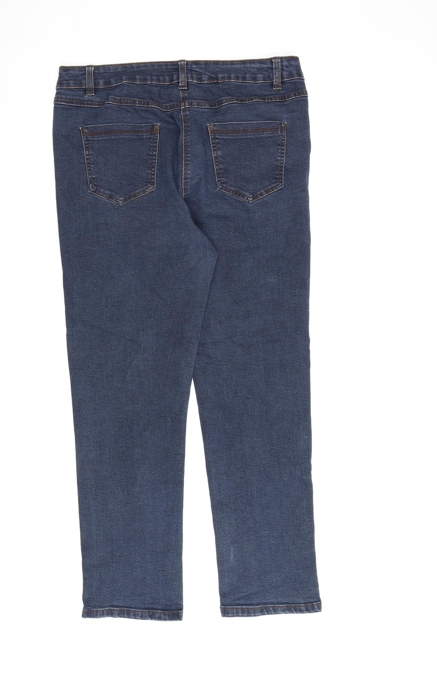 George Womens Blue Cotton Straight Jeans Size 14 L28 in Regular Zip