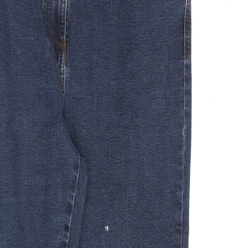 George Womens Blue Cotton Straight Jeans Size 14 L28 in Regular Zip