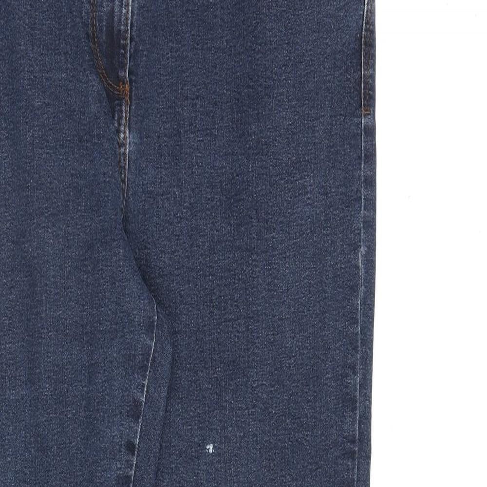 George Womens Blue Cotton Straight Jeans Size 14 L28 in Regular Zip