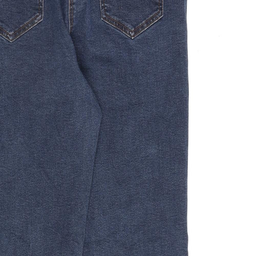 George Womens Blue Cotton Straight Jeans Size 14 L28 in Regular Zip