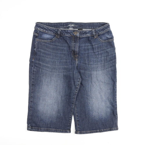 NEXT Womens Blue Cotton Basic Shorts Size 16 L14 in Regular Zip