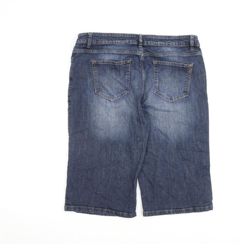 NEXT Womens Blue Cotton Basic Shorts Size 16 L14 in Regular Zip