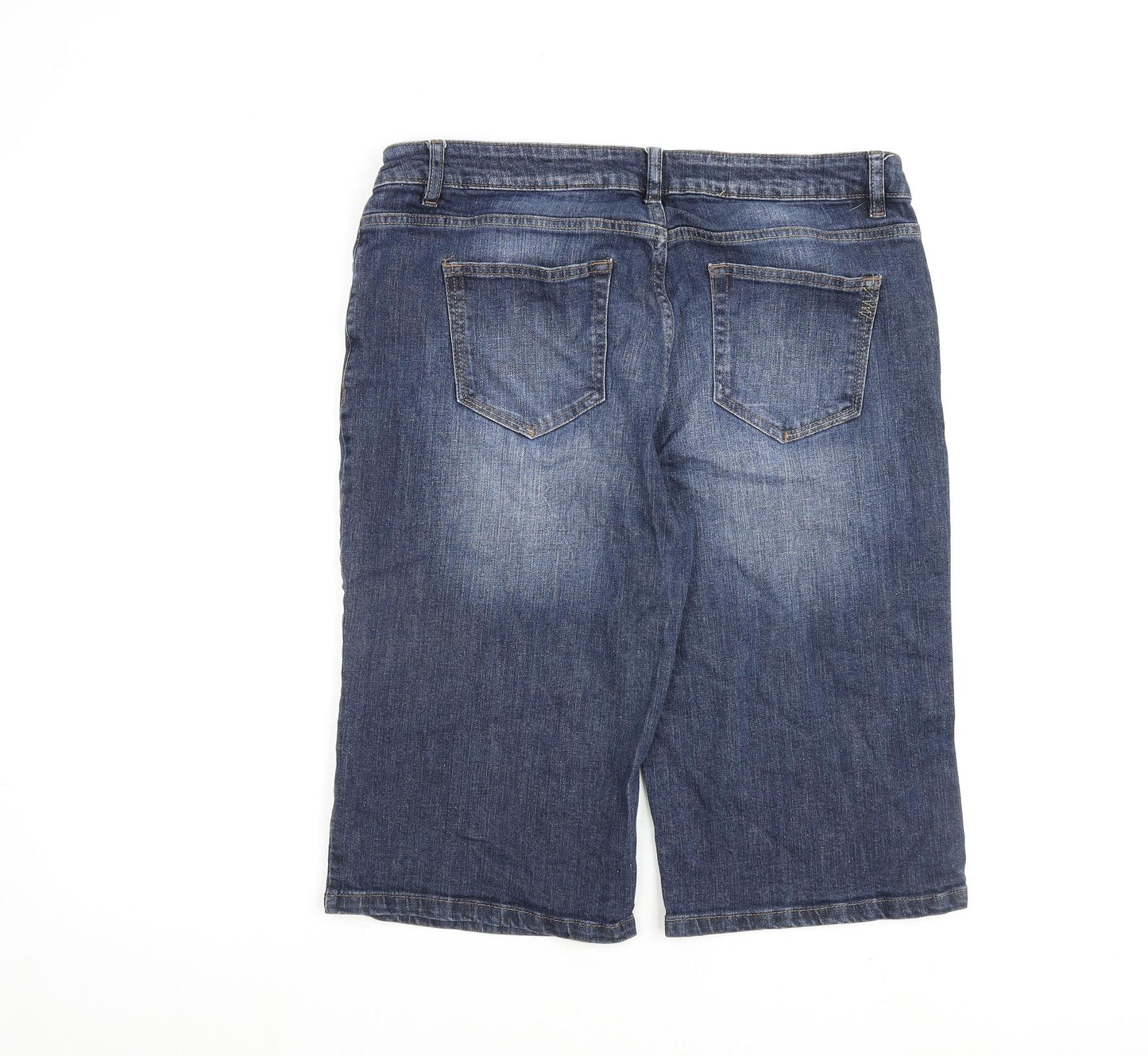 NEXT Womens Blue Cotton Basic Shorts Size 16 L14 in Regular Zip