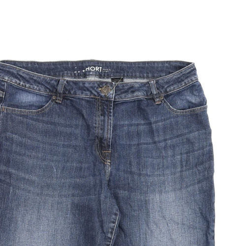 NEXT Womens Blue Cotton Basic Shorts Size 16 L14 in Regular Zip