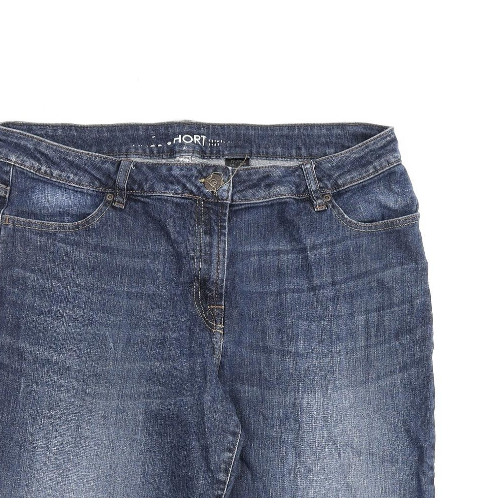 NEXT Womens Blue Cotton Basic Shorts Size 16 L14 in Regular Zip