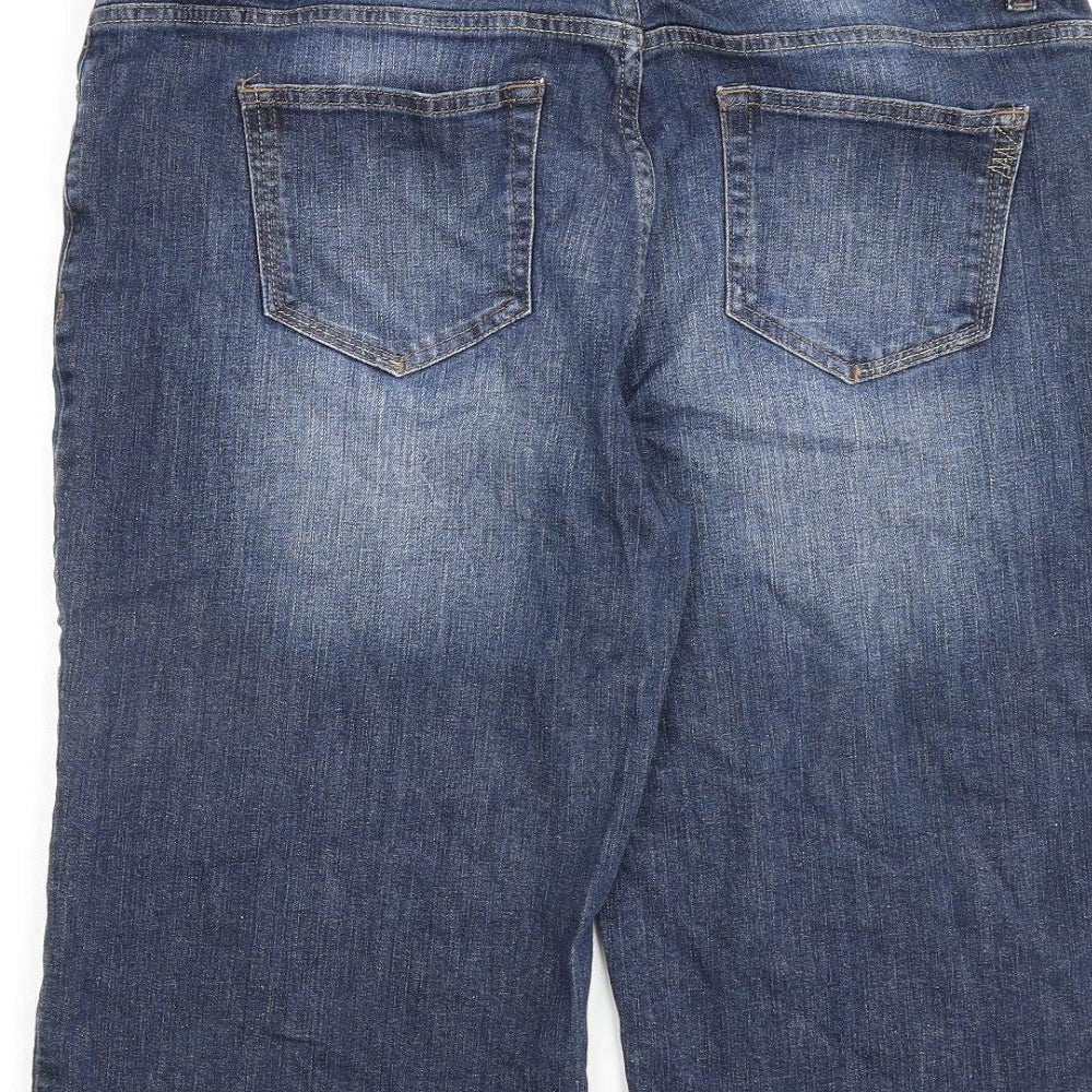 NEXT Womens Blue Cotton Basic Shorts Size 16 L14 in Regular Zip