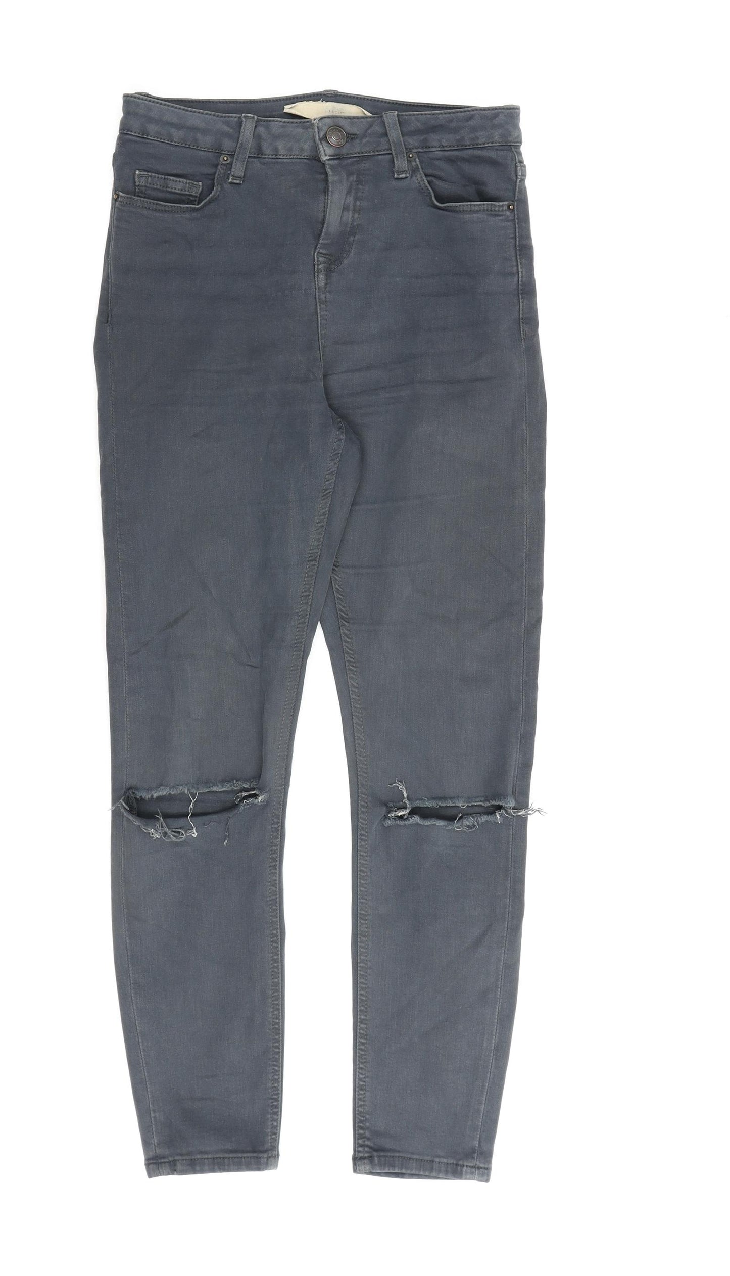 Topshop Womens Grey Cotton Mom Jeans Size 26 in L28 in Regular Zip