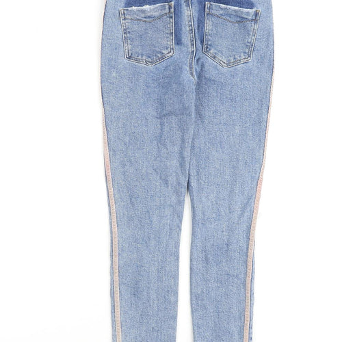 Denim & Co. Girls Blue Cotton Straight Jeans Size 11-12 Years Regular Zip