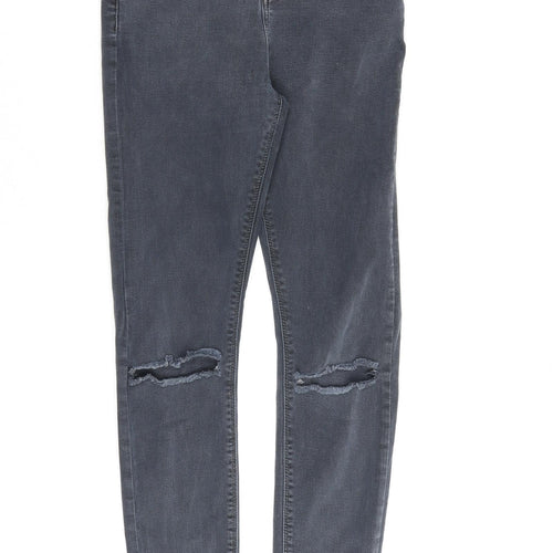 Topshop Womens Grey Cotton Skinny Jeans Size 26 in L28 in Regular Zip