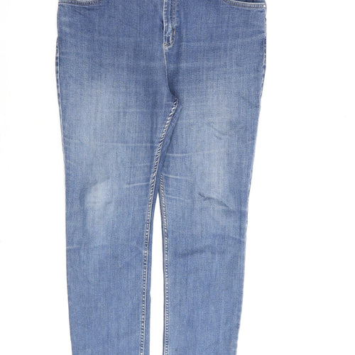 Per Una Womens Blue Cotton Straight Jeans Size 34 in L26 in Regular Zip
