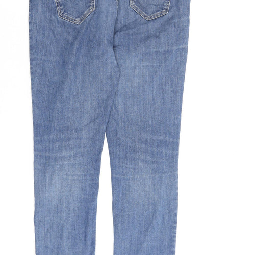 Per Una Womens Blue Cotton Straight Jeans Size 34 in L26 in Regular Zip