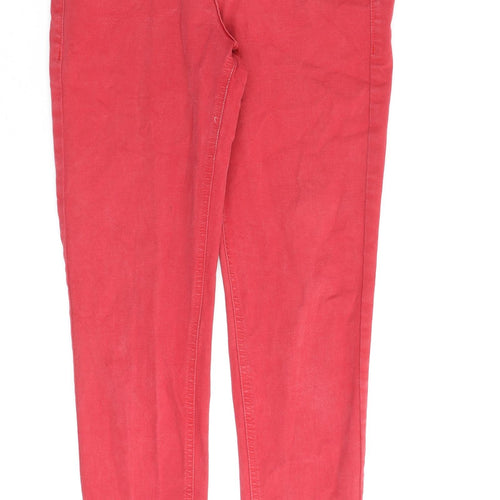 Marks and Spencer Womens Red Cotton Skinny Jeans Size 10 L31 in Regular Zip
