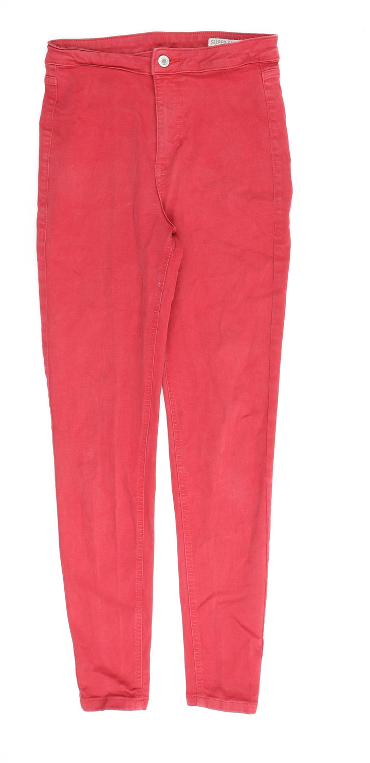 Marks and Spencer Womens Red Cotton Skinny Jeans Size 10 L31 in Regular Zip