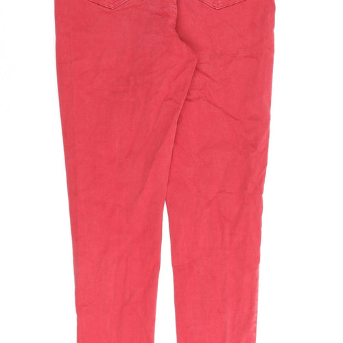 Marks and Spencer Womens Red Cotton Skinny Jeans Size 10 L31 in Regular Zip