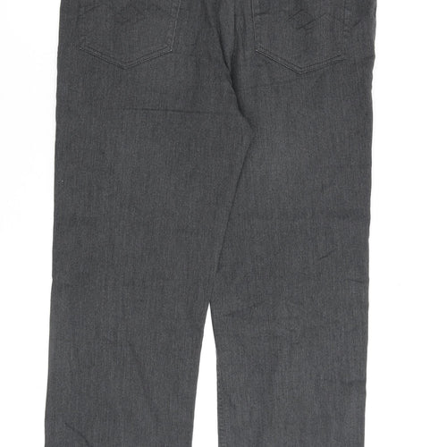 George Mens Grey Cotton Trousers Size 36 in L29 in Regular Zip