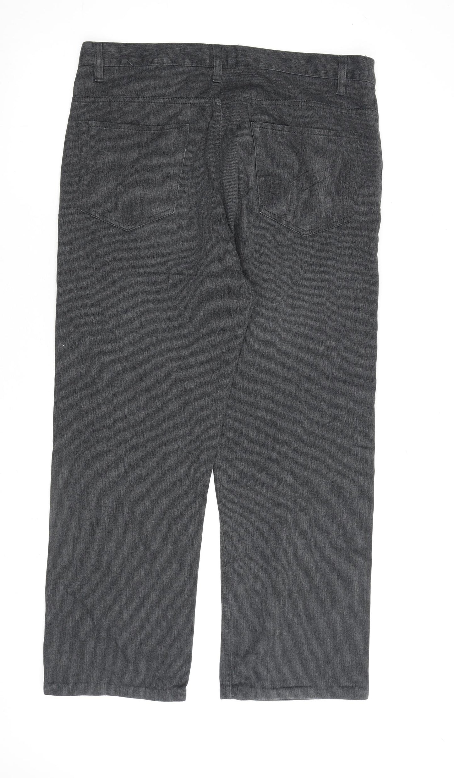 George Mens Grey Cotton Trousers Size 36 in L29 in Regular Zip