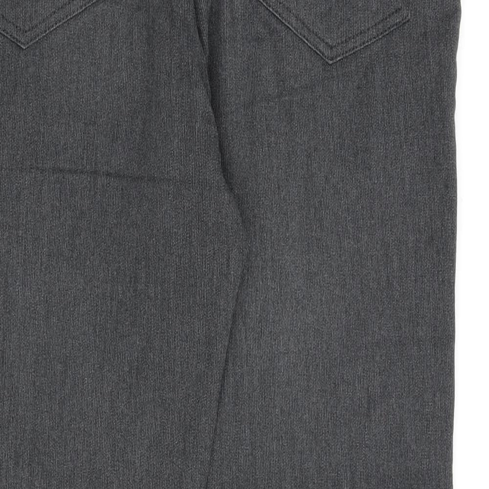 George Mens Grey Cotton Trousers Size 36 in L29 in Regular Zip