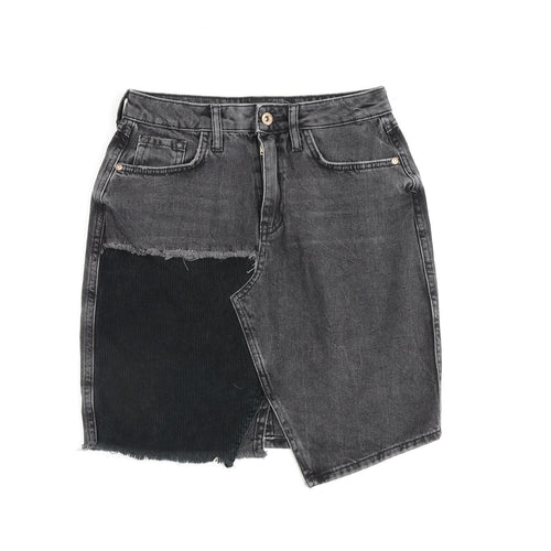 River Island Womens Grey Cotton A-Line Skirt Size 8 Zip