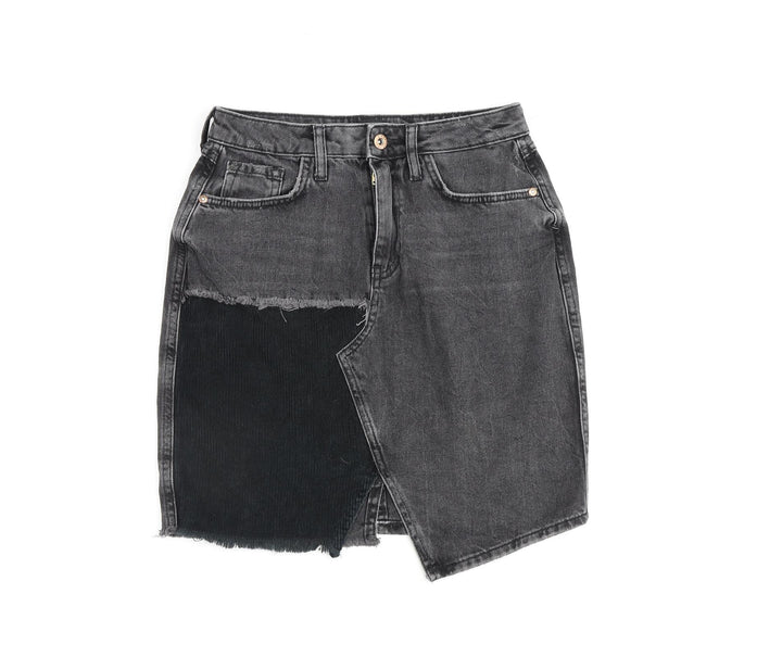 River Island Womens Grey Cotton A-Line Skirt Size 8 Zip