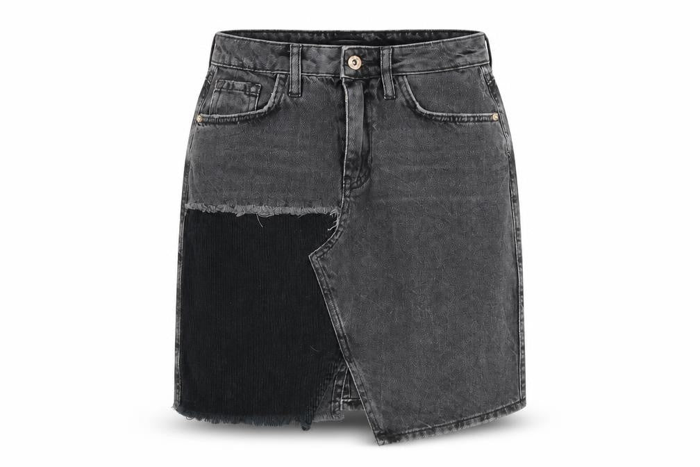 River Island Womens Grey Cotton A-Line Skirt Size 8 Zip