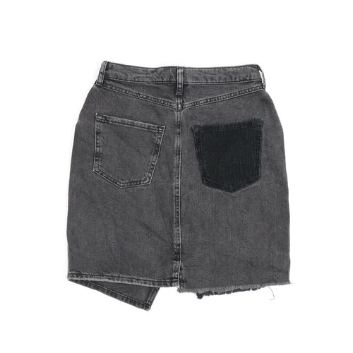 River Island Womens Grey Cotton A-Line Skirt Size 8 Zip